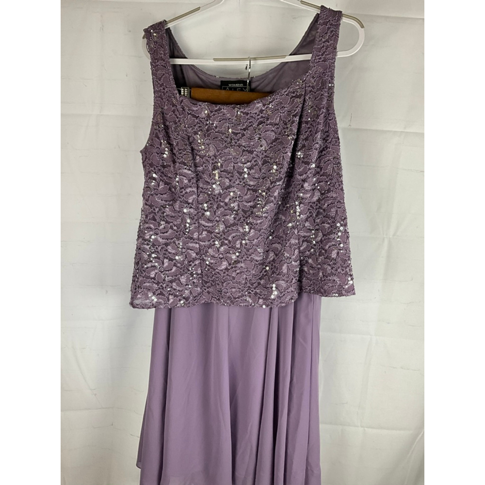 Women’s Alex Evenings 3 pc outfit lavender size 2X sequin jacket and sleeveless - Picture 4 of 5
